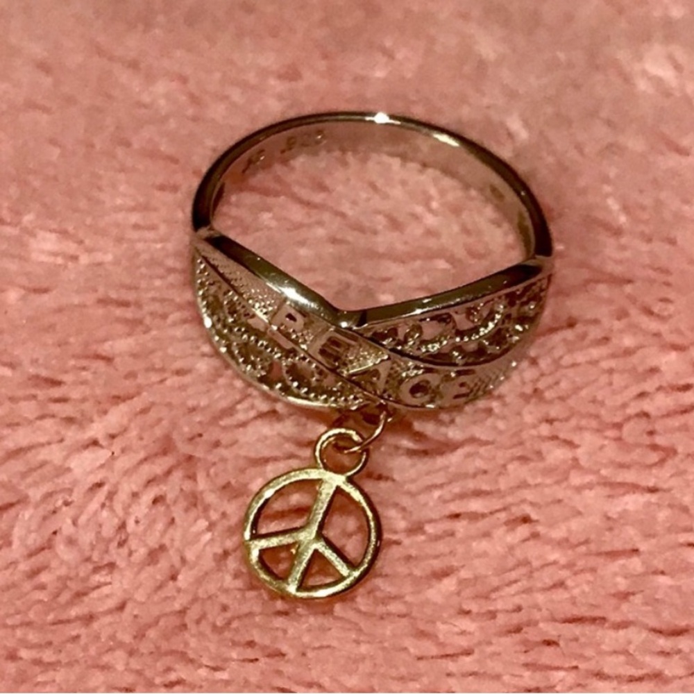 QVC Ring with Peace Charm